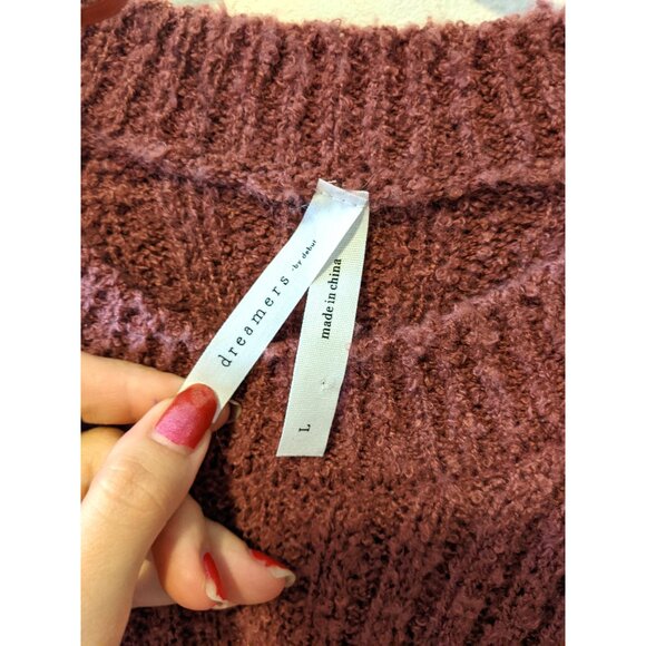 Dreamers Knit Sweater Midi Dress Fall Ribbed Fuzzy Cozy Long Sleeve Rust Red L - Picture 8 of 9